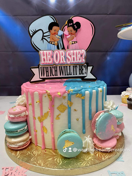 He or She Boxing Cake Topper