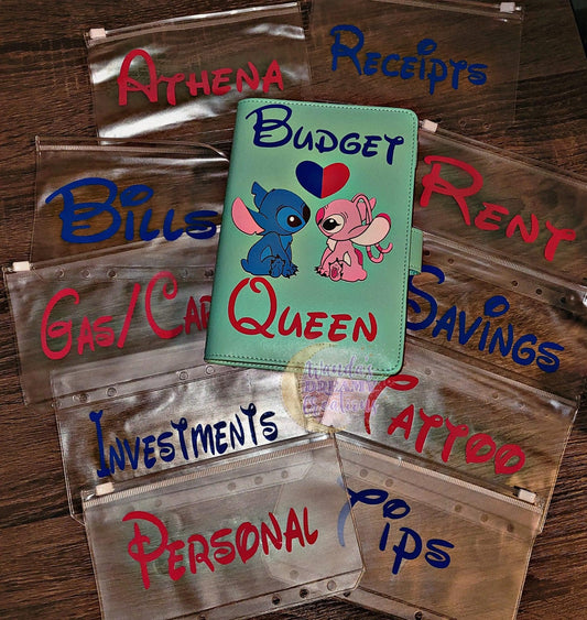 Blue and pink budget book